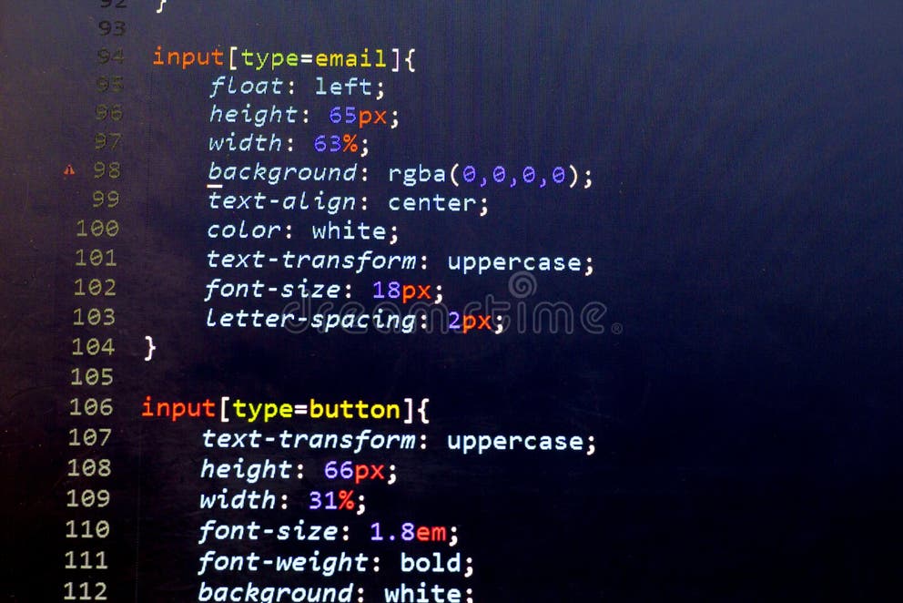 CSS Stylesheet Code. Computer Programming Source Code Abstract Screen ...