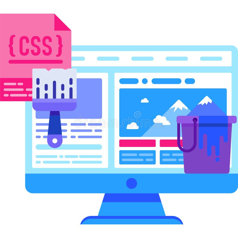 Css维护图标. 平板矢量软件开发. 网站html版式. Javascript编程. 白色背景中的计算机设计.