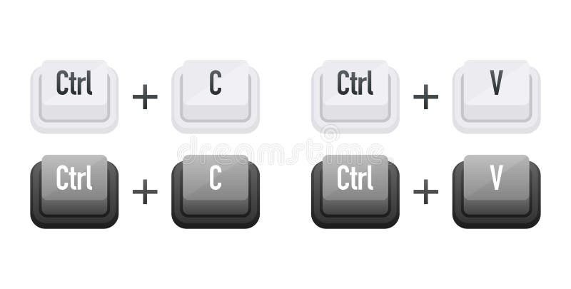 Ctrl C and Ctrl V Keyboard Keys. Shortcut Keys Stock Vector ...