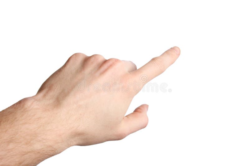 Cu degetul arătător alb pe fond alb, arătând cu mâna albă royalty free stock photos