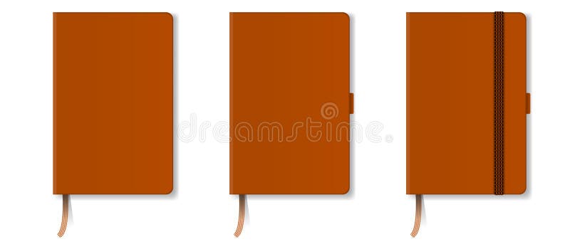 Cuaderno duro realista anaranjado de la cubierta con la señal y la cinta rojas Ilustración del vector stock de ilustración Cuaderno duro realista anaranjado de la cubierta con la señal y la cinta rojas Ilustración del vector stock de ilustración