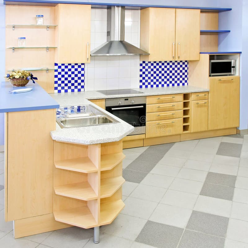 Contador de cocina azul foto de archivo. Imagen de metálico - 6212254