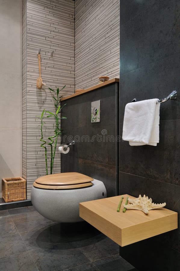 Cuarto de baño gris moderno imágenes de archivo libres de regalías Cuarto de baño gris moderno imágenes de archivo libres de regalías