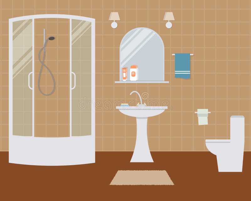 Cuarto de baño y retrete stock de ilustración Cuarto de baño y retrete stock de ilustración