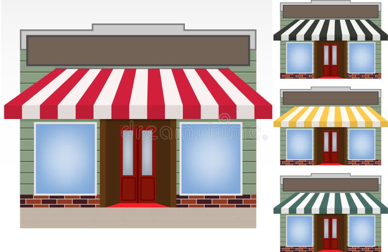 Illustration of four different color awnings. Illustration of four different color awnings