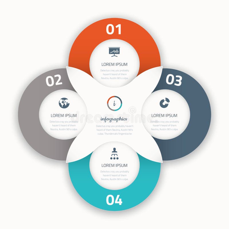 Cuatro iconos infographic modernos de la plantilla del negocio de opciones