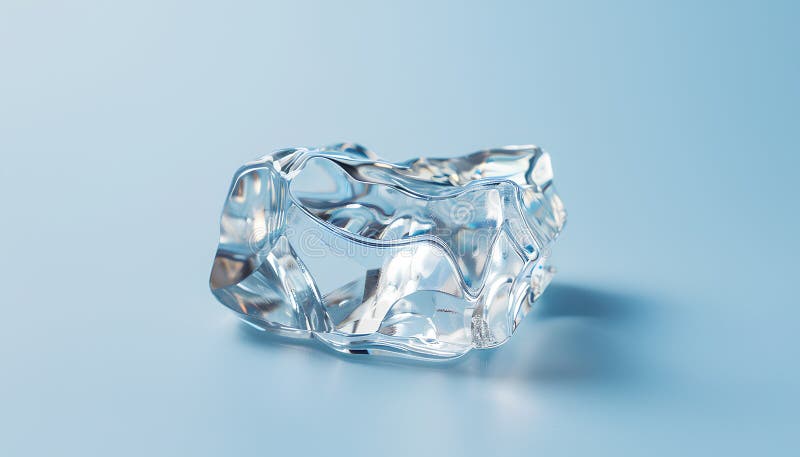 Cub de gheață clar cristalizat pe un înveliș de fond albastru deschis. Efect ton culoare royalty free stock photo