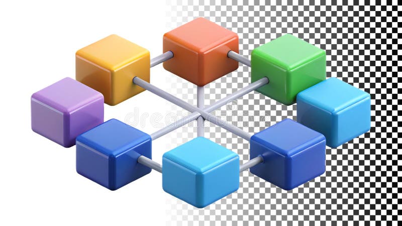 Cub structura de rețea diagrama de conexiune de date grafic png imagine transparentă Generator AI royalty free illustration