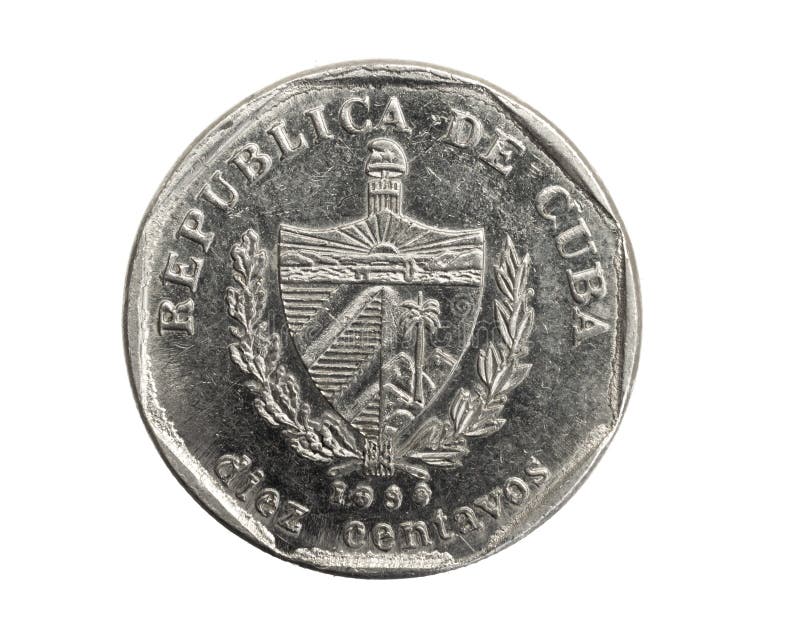 Cuba ten centavos coin on white isolated background. Cuba ten centavos coin on white isolated background.