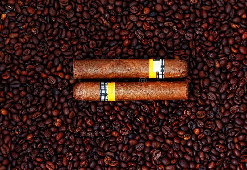 Cuban Cigars on the coffee background. Cuban Cigars on the coffee background.