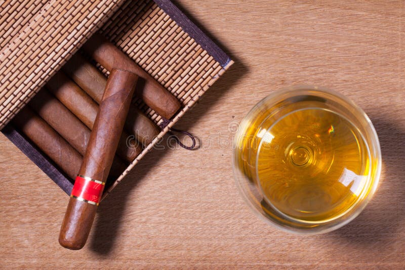 Cuban cigars on the wooden table