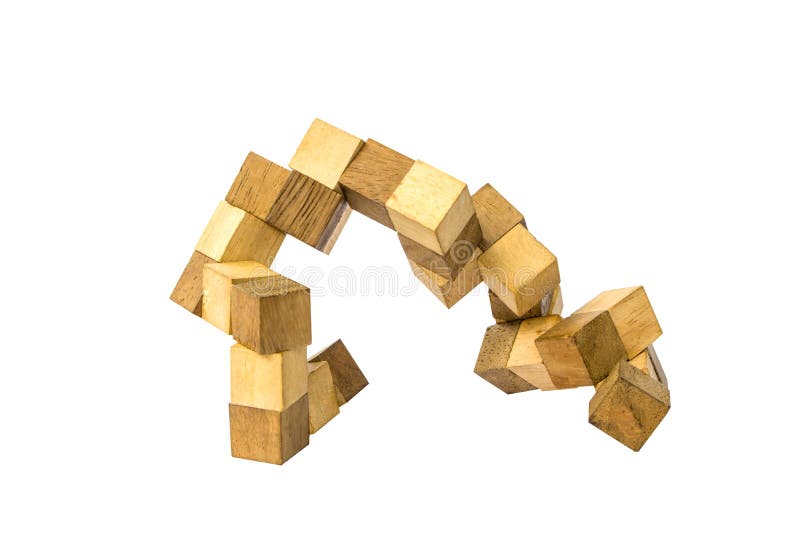 Cube blocos de madeira do enigma para aumentar habilidades e aprendizagem fotos de stock Cube blocos de madeira do enigma para aumentar habilidades e aprendizagem fotos de stock