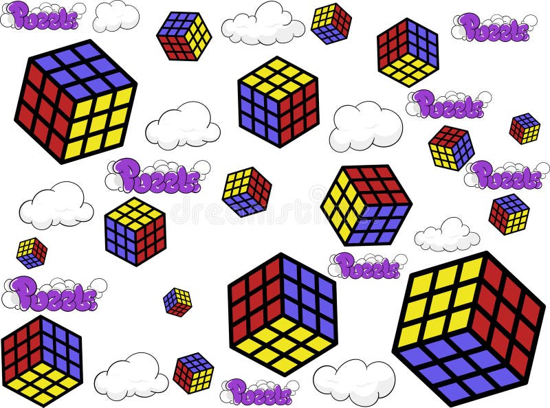Cube and cloud puzzle pattern design vector, eps 10, editable