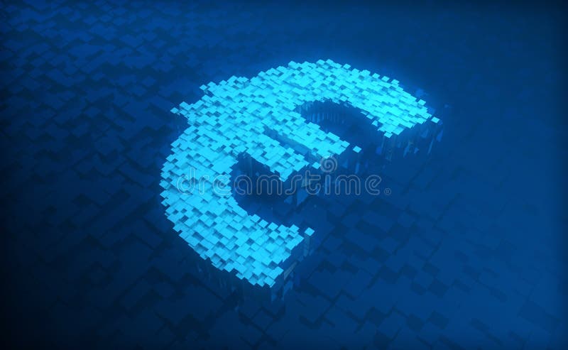 Cube Digital Technology, Cube Euro, Digital Financial Technology and Intelligent Data System vector illustration