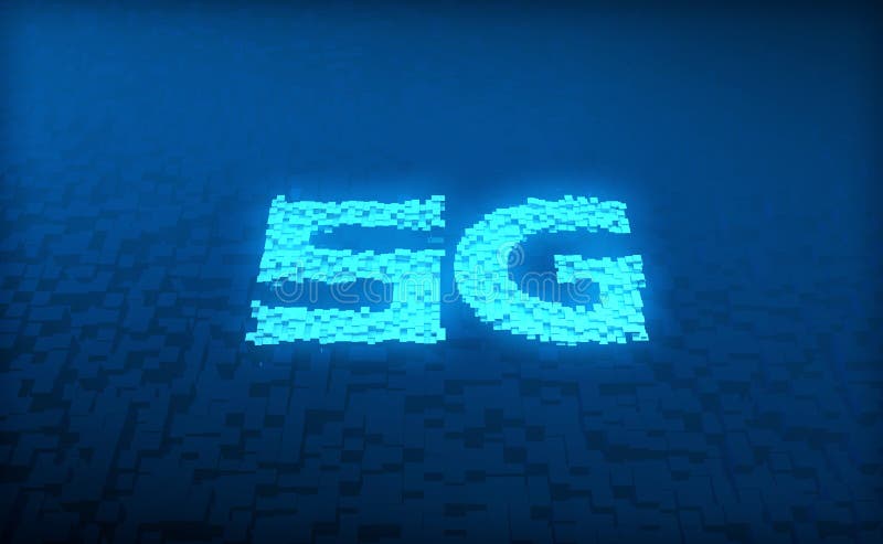 Cube Digital Technology, 5G composed of cubes, digital technology and intelligent data system royalty free illustration