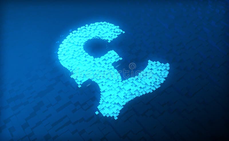 Cube Digital Technology, Pound Sterling, Digital Financial Technology and Intelligent Data System stock illustration