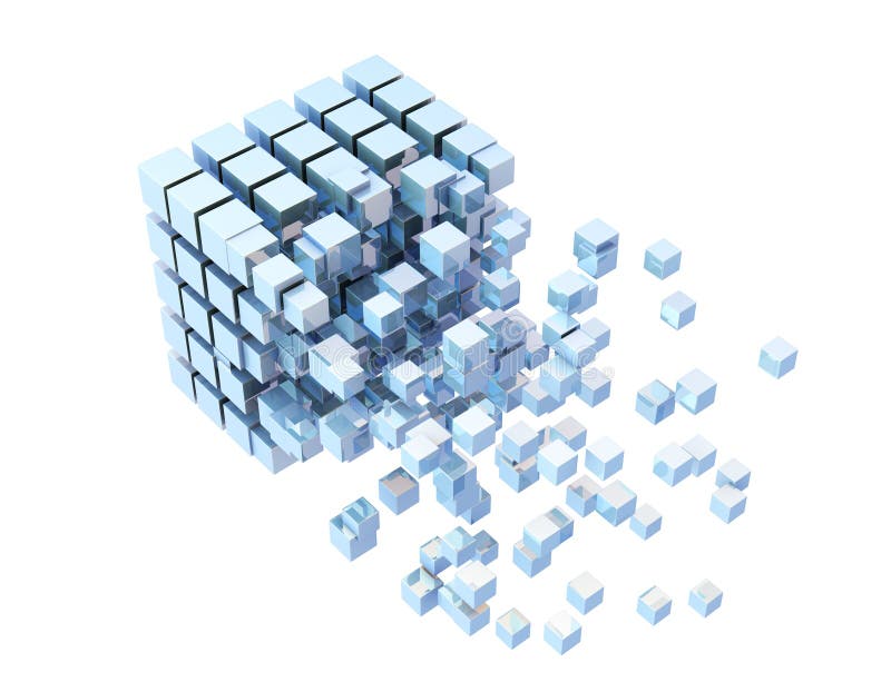 Cube digital technology and programming, data transmission and storage, intelligent programs stock illustration