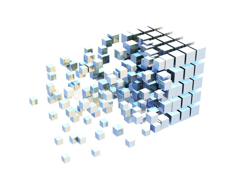 Cube digital technology and programming, data transmission and storage, intelligent programs vector illustration