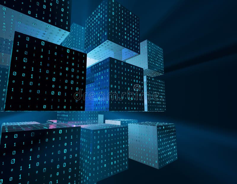 Cube digital technology and programming, data transmission and storage, intelligent programs royalty free illustration