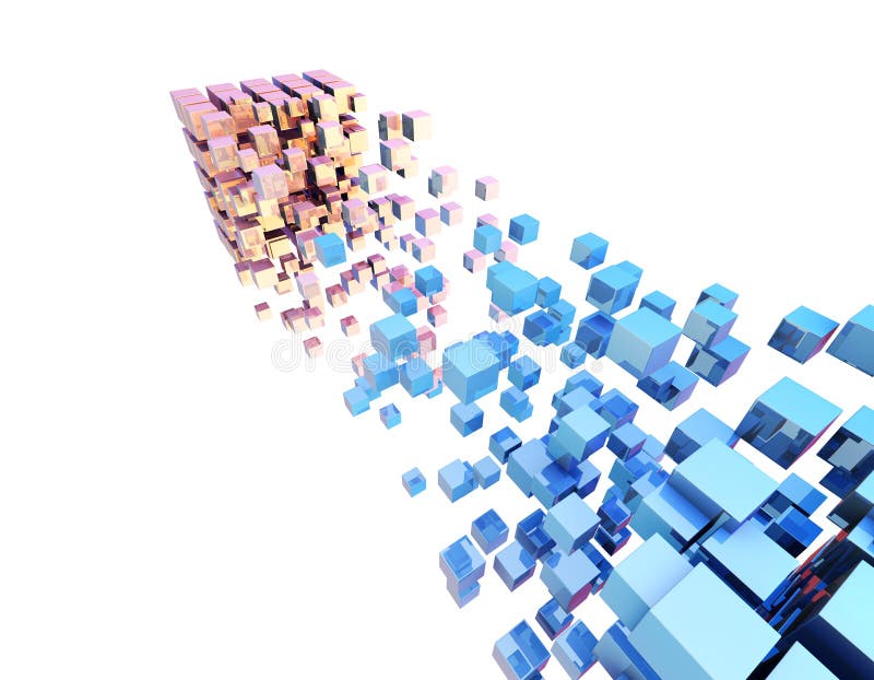 Cube digital technology and programming, data transmission and storage, intelligent programs vector illustration