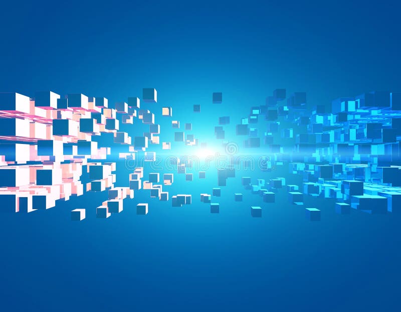 Cube digital technology and programming, data transmission and storage, intelligent programs vector illustration
