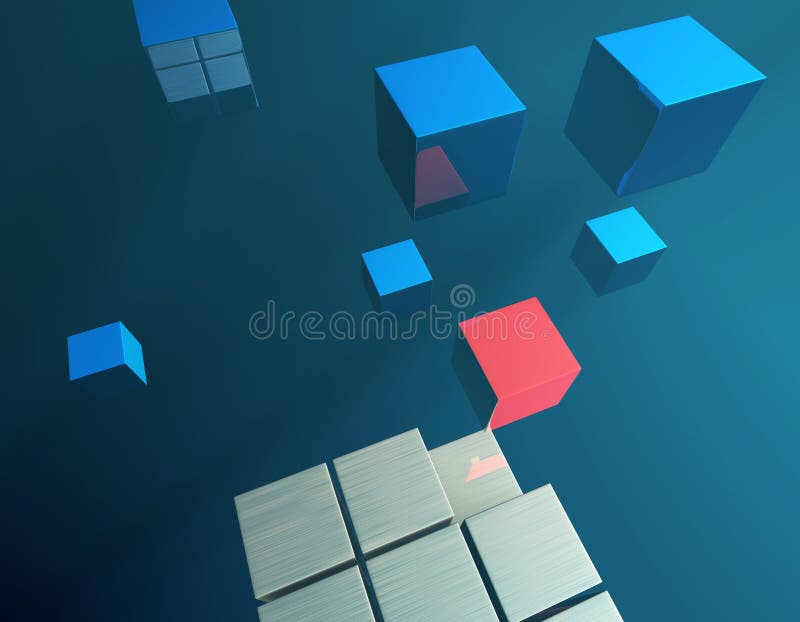 Cube digital technology and programming, data transmission and storage, intelligent programs stock illustration