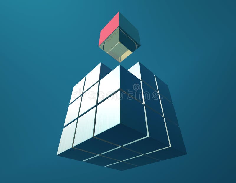 Cube digital technology and programming, data transmission and storage, intelligent programs stock illustration