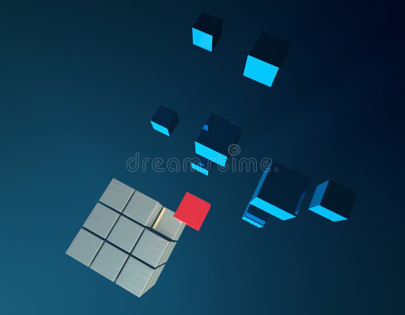 Cube digital technology and programming, data transmission and storage, intelligent programs. Represents big data technology and network connection, program design and code intelligent combination