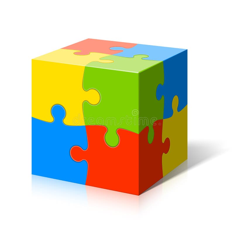 Cube en puzzle illustration stock Cube en puzzle illustration stock