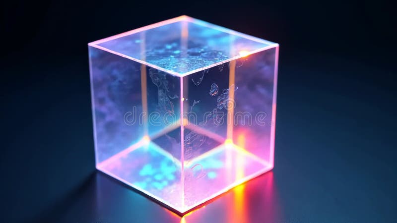 Cube en verre brillant : Un chef-d'oeuvre d'art numérique illustration de vecteur