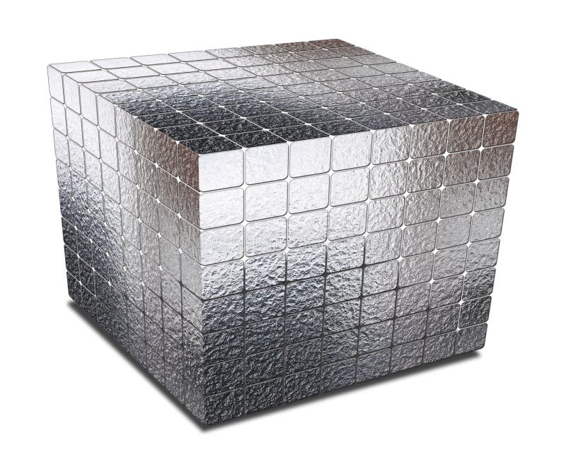 Cube with gaps silver metal stock illustration