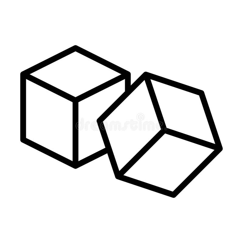 Cube Icon, Cuboid Shape Vector Element for Preschool, Kindergarten and ...