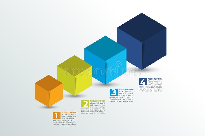 Cube infographics options banner, template, scheme, chart, text layout. Five step design. vector illustration