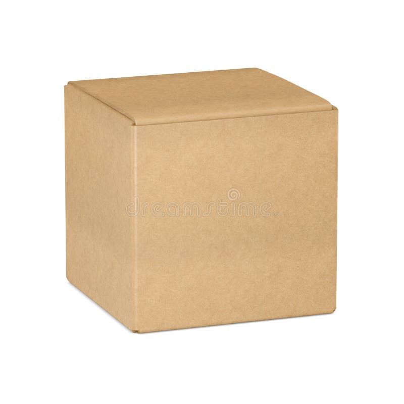 Cube Kraft Cardboard box mockup, on a white background vector illustration.