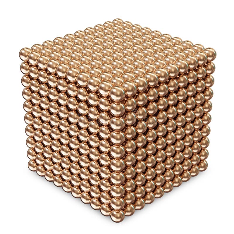 Cube made from Golden Spheres stock illustration Cube made from Golden Spheres stock illustration