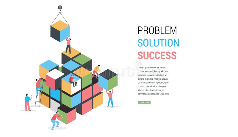 Cube Puzzle Solution Solving Problem Concept banner vector illustration