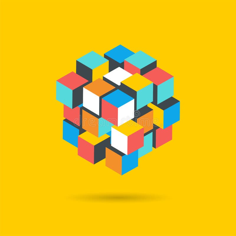 Cube Puzzle Solution Solving Problem Concept banner vector illustration