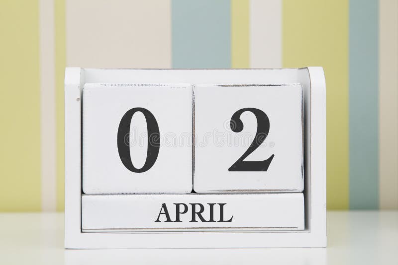 Cube shape calendar for APRIL 2 stock photo