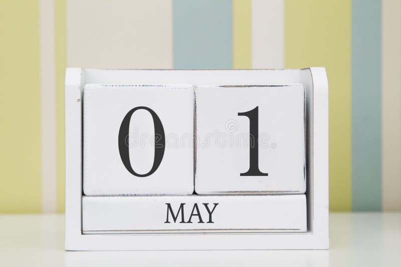 Cube shape calendar for MAY 1 stock photos