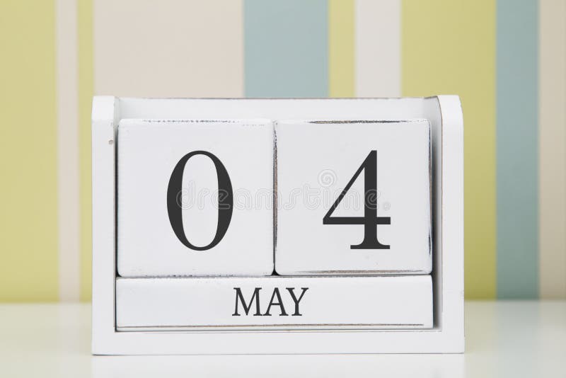 Cube shape calendar for MAY 4 stock image