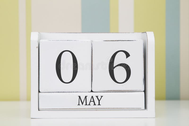 Cube shape calendar for MAY 6 stock photography