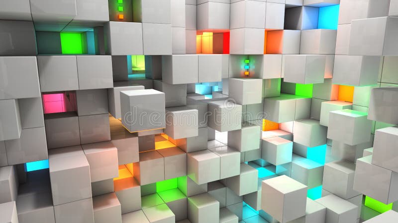 Abstract background color light cubes. Global Illumination and caustic. Abstract background color light cubes. Global Illumination and caustic