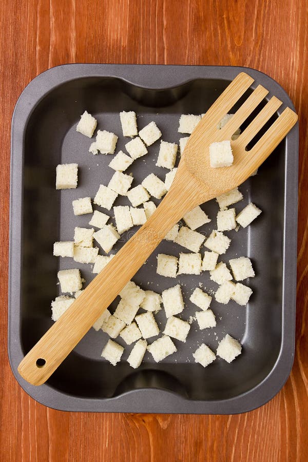 Cubes of Bread Croutons of White Bread Stock Image Image of healthy
