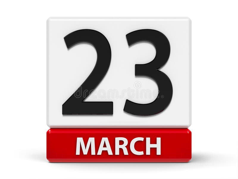 Cubes calendar 23rd March stock illustration. Illustration of design