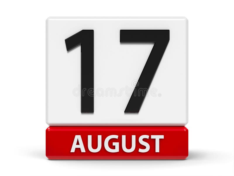 Cubes calendar 17th August stock illustration. Illustration of august