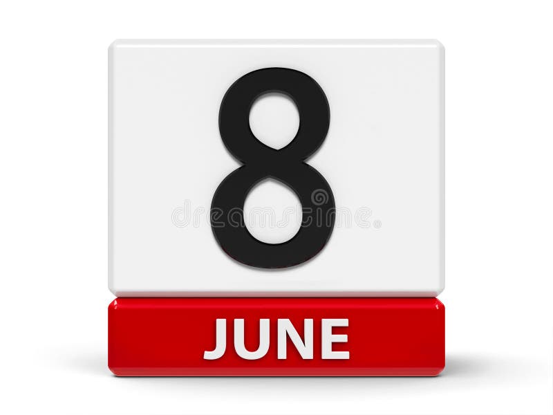 Cubes calendar 8th June stock illustration. Illustration of icon