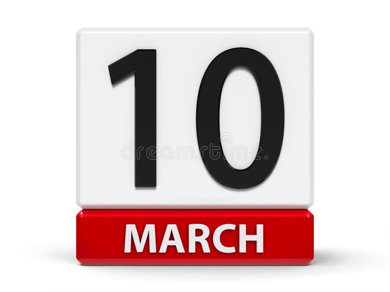 March 10th. Day 10 Of Month,Simple Calendar Icon On White Background