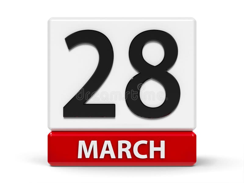 Cubes calendar 28th March stock illustration. Illustration of remember