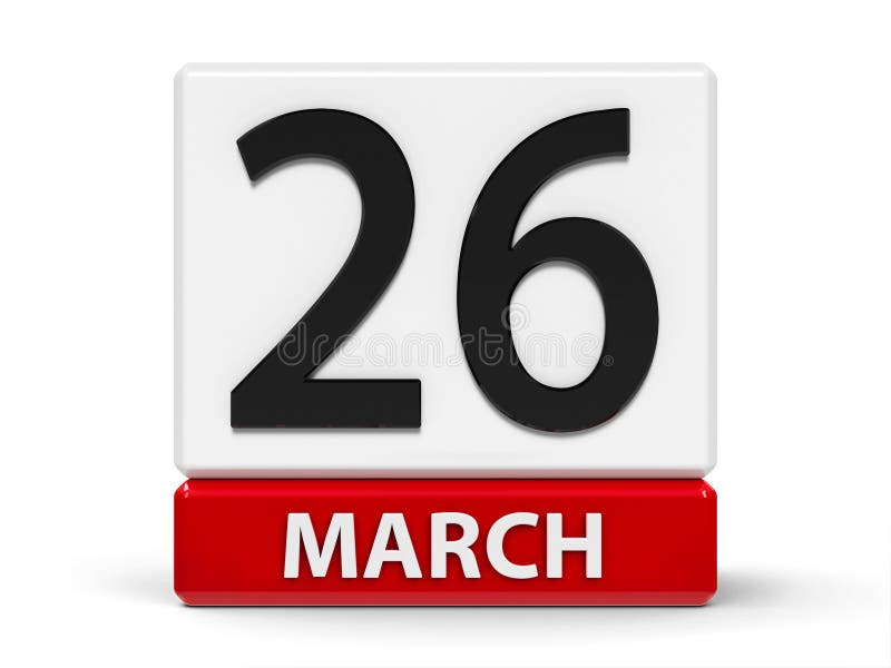 Cubes calendar 26th March stock illustration. Illustration of success