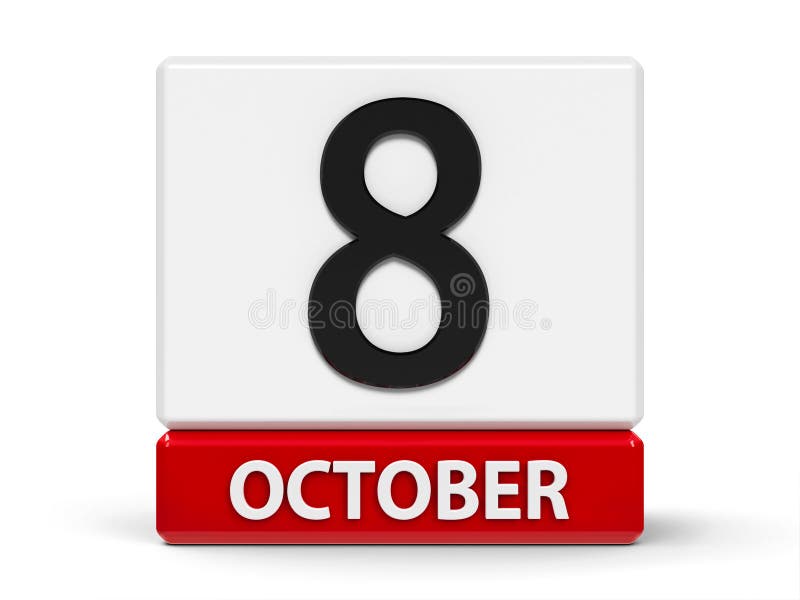 Cubes calendar 8th October stock illustration. Illustration of eighth